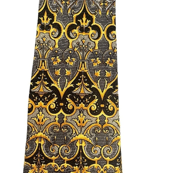 GIANNI VERSACE 90s Vintage Metallic Baroque Silk Pattern Tie Made in Italy - Picture 6 of 8